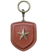 ZOUITY Vintage Badge Leather Keychain Holder Case Compatible with AirTag | Multi Retro Metal Badg...
