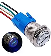 TWTADE/19MM 12V Car Horn Push Button Blue LED Lighted Momentary Metal Speaker Air Horn Toggle Swi...