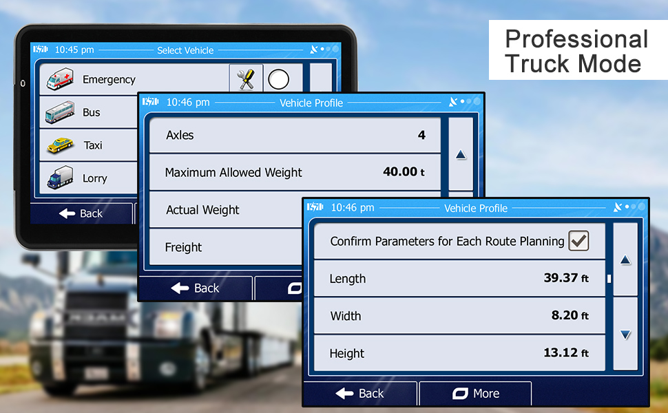 Multiple vehicle modes support professional truck mode