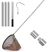 ORAPXI Pool Skimmer Net &amp; Telescopic Pool Pole -Heavy Duty 62.8" Adjustable Pole + 12.9" Fine Mes...