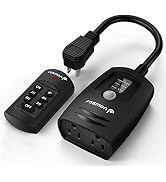 Fosmon Outdoor Timer with Remote Control Outlet, Waterproof Outdoor Light Timer for Electrical Ou...