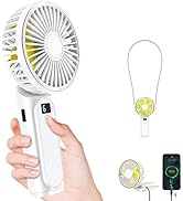 TUNISE Portable Handheld Fan, 4000mAh, 180 Adjustable, 6 Speed Wind, USB Rechargeable Foldable Fa...