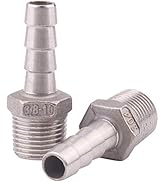 DERNORD Stainless Steel 3/8" Hose Barb x 3/8" NPT Male - Home Brew Pipe Fitting Pack of 2