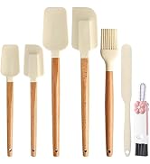 Silicone Spatula Set - 7 Piece Food Grade Rubber Spatula, Heat Resistant Up to 600°F, Wooden Hand...