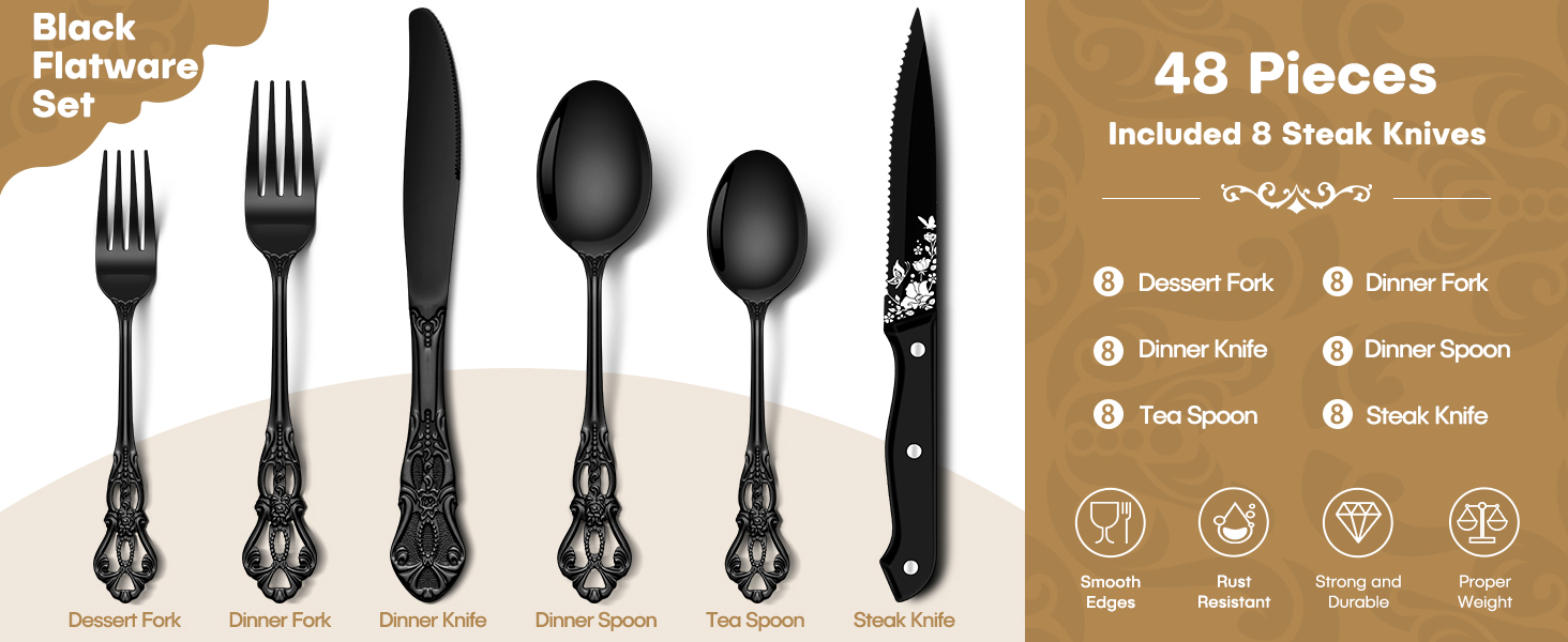 black utensil set