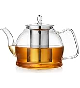 DOPUDO Glass Teapot Stovpetop Safe,34oz Stove Top &amp; Microwave Safe Small Borosilicate Glass Kettl...