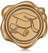 Whaline 50Pcs Graduation Wax Seal Stickers Graduation Cap Envelope Seal Stickers Gold 3D Self-Adh...