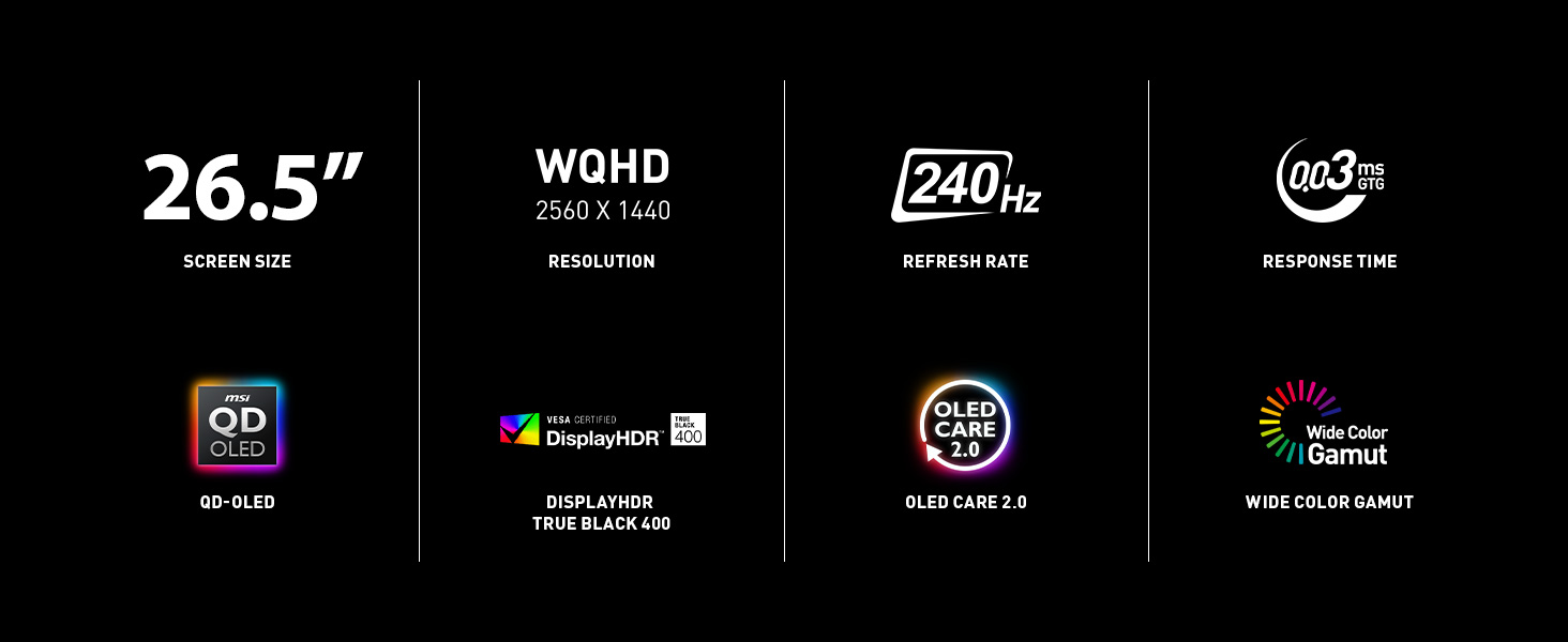 26.5" WQHD QD-OLED Panel; 240Hz