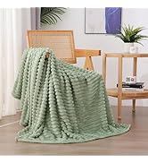 Linecooo Sage Green Fleece Throw Blanket 50”×60” for Couch Sofa Bed,Super Soft Cozy Plush Microfi...
