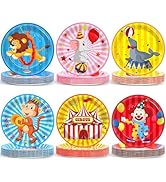 60Pcs Circu Party Paper Plates for Carnival Party Decoration 7in Circus Animal Dessert Plates Dis...