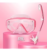 Dry Snorkel Set, Pano 3 Window Snorkel Mask, Anti-Fog Scuba Diving Goggles and Snorkel, Professio...
