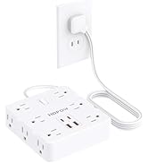 HOPOW 2 Prong Power Strip, 2 Prong to 3 Prong Outlet Adapter with 12 AC &amp; 4 USB(2 USB-C), 1700J T...