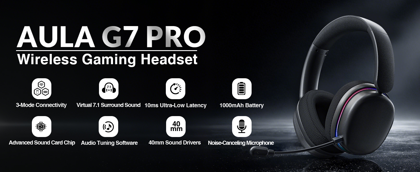 AULA G7 Pro gaming headset wireless