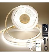 AXMOTUT COB LED Strip Lights with Remote, 24V 9.84ft Natural White Dimmable LED Light Strips, Hig...