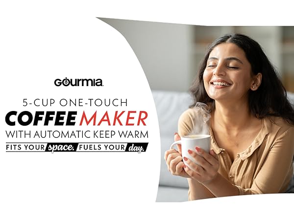 Gourmia 5 Cup One Touch Coffee Maker KEep Warm coffee Machine 