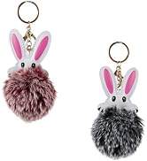 WisePoint 2PCS Keychain for Women, Fluffy Plush Keychain Cute Keychain with Rabbit Shape, Car Key...