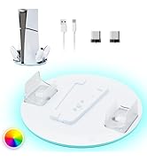 HONCAM Vertical Stand for PS5/PS5 Slim/PS5 Pro Consoles with Dual Controller Charger Station, 7 R...