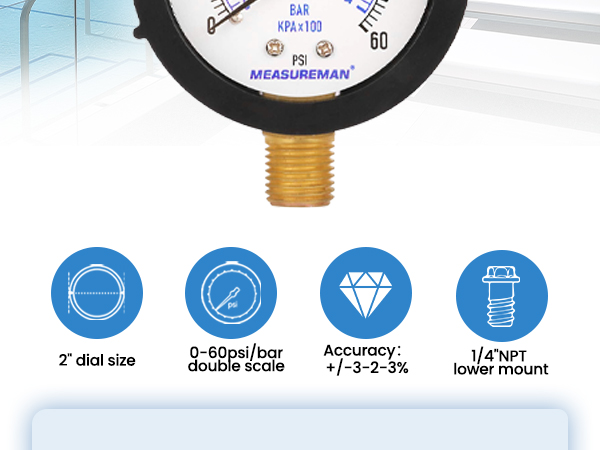 60 PSI, 1/4” NPT Bottom Mount