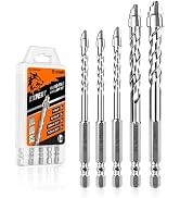 5 Pack Serrated Concrete Drill Bit Set Professional Carbide Tip Masonry Drill Bits Set, 1/4" to 1...