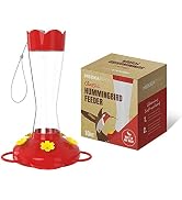 MEKKAPRO Outdoor Hummingbird Feeder Made from Glass, Humming Bird Feeders for Outdoors Hanging An...