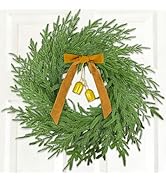Christmas Wreath 24 inch Christmas Wreaths for Front Door Pine Wreaths with Ribbon Bow Bell Xmas ...
