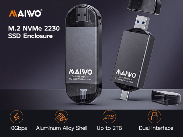 M.2 NVMe 2230 Enclosure Lightning Fast USB 3.2 Gen2X1 to USB-A SSD Reader with Max 10Gbps Speed