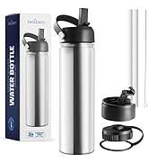 Brewberry Stainless Steel Sports Bottle and Travel Mug for Hot and Cold Beverages, Wide Mouth, Do...