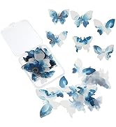 Toddmomy 50Pcs Edible Wafer Paper Butterflies Blue Butterfly Rice Paper Butterflies Cupcake Toppe...
