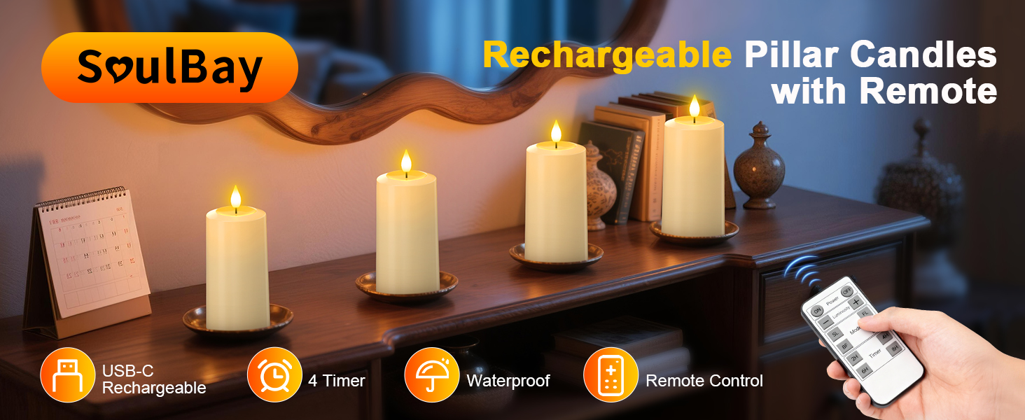 led candles fake pillar candles flickering remote control