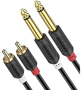 J&amp;D Dual 1/4 inch TS to Dual RCA Stereo Audio Interconnect Cable, Gold Plated Audiowave Series 2 ...