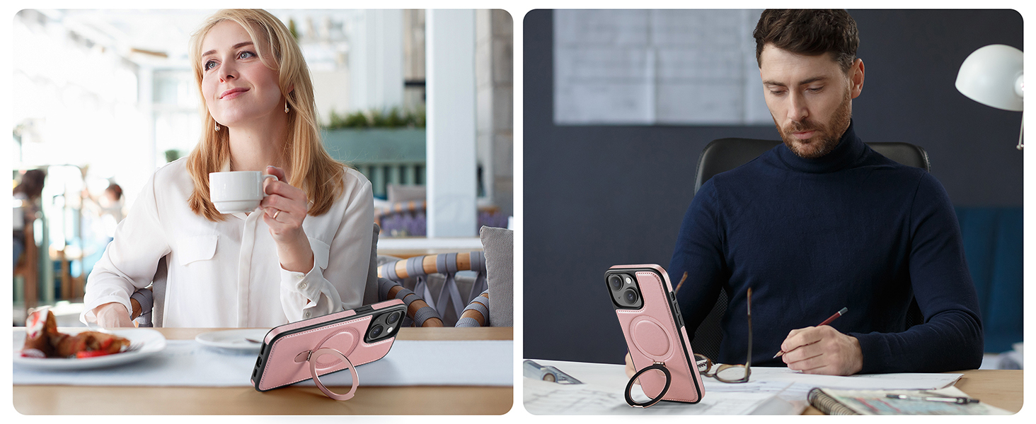 case with stand pu leather compatible with magsafe