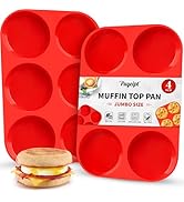 Puyeipt 4 Inch Silicone Egg Molds for Breakfast Sandwiches, 2 Pack Jumbo Size Muffin Top Pans, No...