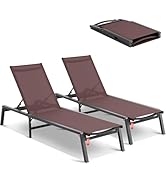 VEVOR 2 Pcs Chaise Lounge Chairs Outdoor, Aluminum Patio Lounge Chair with Adjustable 5-Position,...