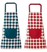 DILLMAN 2 Pack Floral Aprons with Pocket Blooming Womens Waterproof Adjustable Cooking Aprons Kit...