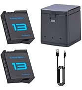 2-Pack 2100mAh Batteries with 3-Channel Battery Charger Station Compatible with Hero 13 Black Spo...