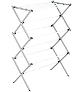 Honey-Can-Do Deluxe Metal Collapsible Clothes Drying Rack, 50 lbs, 29" x 14.2" x 42.1", White &amp; Grey