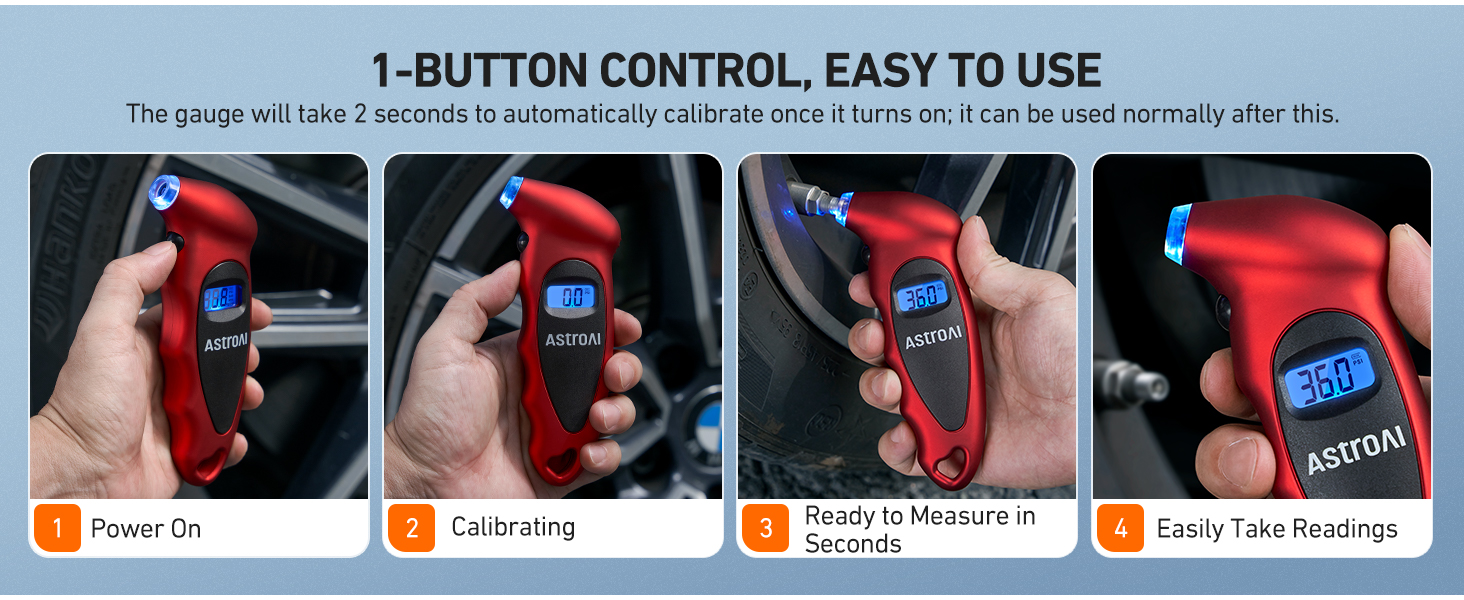 digital tire pressure gauge red