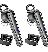 New bee Bluetooth Earpiece 2 Pack Wireless Bluetooth Headset for Cellphone with 500mah Charging C...