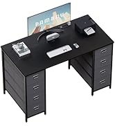Pamray 47 Inch Computer Desk with 8 Fabric Drawers and Power Outlet PC Gaming Desk Home Office St...