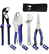 URASISTO 4-piece Pliers Set Home Maintenance Tool Kit for Men, Including Groove Joint, Long Nose,...