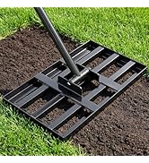 Tegarbed Lawn Leveling Rake 17x10 inch, Heavy Duty Ground Leveler for Soil, Sand, Effortless Smoo...