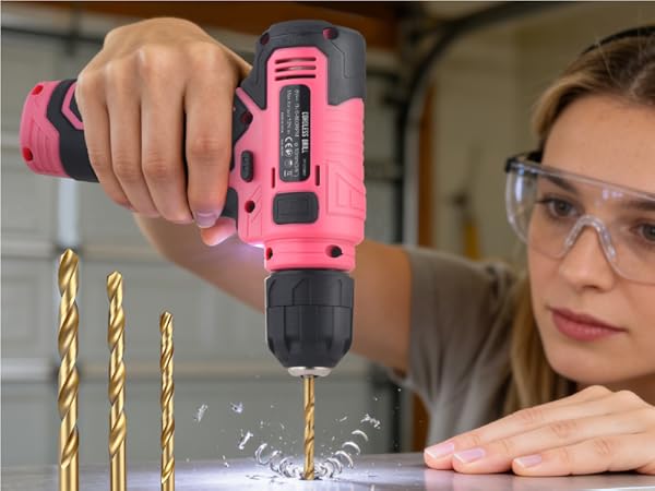 Hi-Spec 8V USB Pink Drill Driver and Home Tool Kit