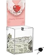 Youeon Large Acrylic Donation Box with Lock, 6.7 x 5 x 16 in Clear Suggestion Box with Slot and L...