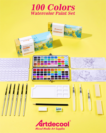 artdecool watercolor paint set