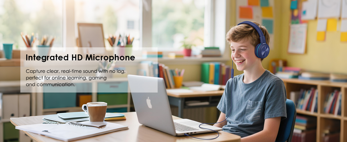 no lag kids headphones with microphone