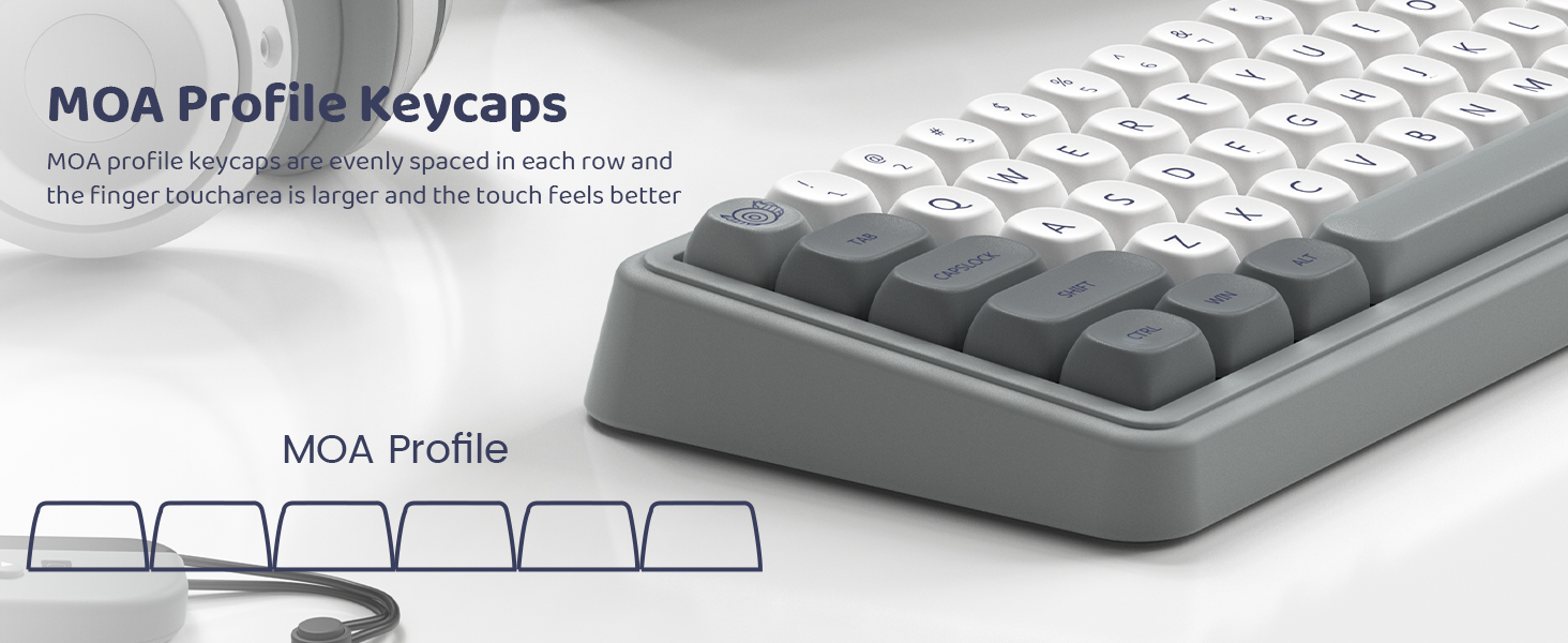 PBT Keyboard keycaps Japanese Style, White/Grey MOA Keycap Set,Retro Custom Replacement Key caps