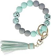 BIHRTC Key Ring Bracelet Car Keychain Holder Wristlet Silicone Women Beaded Bangle Chains
