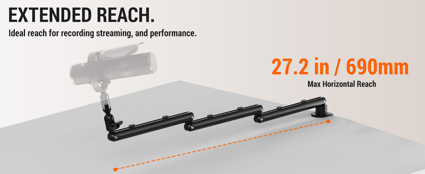 Low Profile Mic Arm for Lightweight Mics