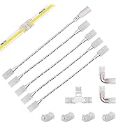 8mm Connectors for COB led Strip Lights 2 Pin,4pcs Transparent Gapless Connectors,4pcs Dual End a...