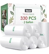 2 Gallon 330 Counts Strong Trash Bags Garbage Bags by Teivio, Bathroom Trash Can Bin Liners, Plas...